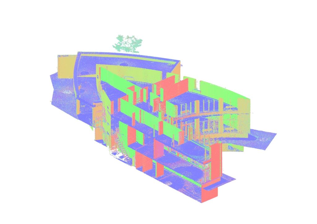 3D laser scanning point cloud of a building interior used for architectural measurements